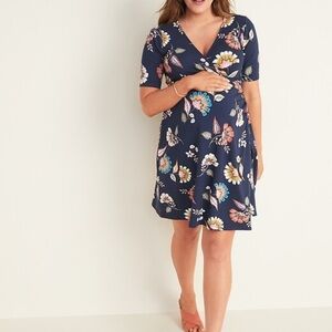 Old Navy Maternity Faux-Wrap Jersey Floral Mini Dress